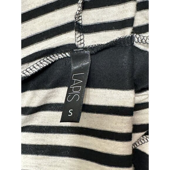 Lapis Black Tan Long Sleeve Striped Draped Front Open Cardigan Hoodie Stretch S - Picture 3 of 6